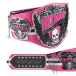 bret hart autographed signature series championship replica title belt with inscription